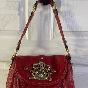 Kathy Van Zeeland Red Shoulder Bag with Glossy Finish